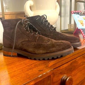 NEW Stafford Wingtip Leather Boots Suede Benhill Brown 10 medium NWT